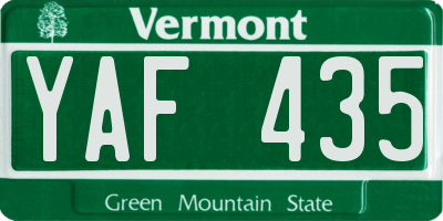 VT license plate YAF435