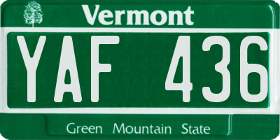 VT license plate YAF436