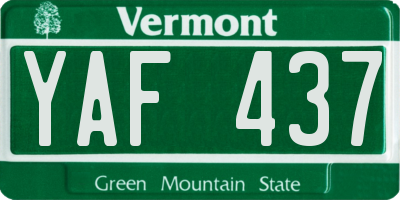 VT license plate YAF437