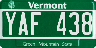 VT license plate YAF438