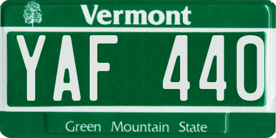 VT license plate YAF440