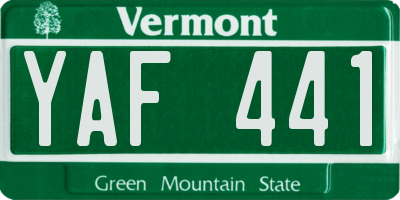 VT license plate YAF441