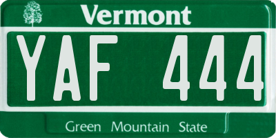 VT license plate YAF444