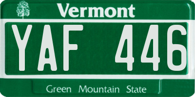 VT license plate YAF446