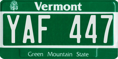VT license plate YAF447