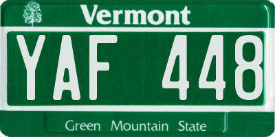 VT license plate YAF448
