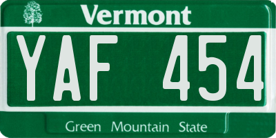 VT license plate YAF454