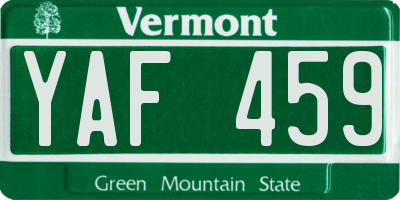 VT license plate YAF459