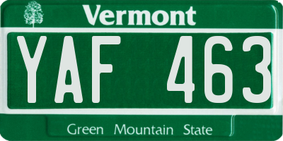VT license plate YAF463