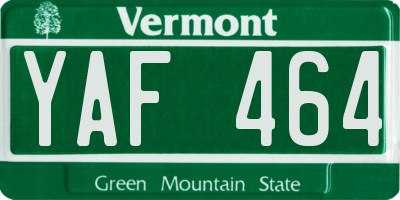 VT license plate YAF464