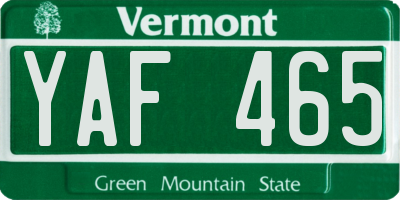 VT license plate YAF465
