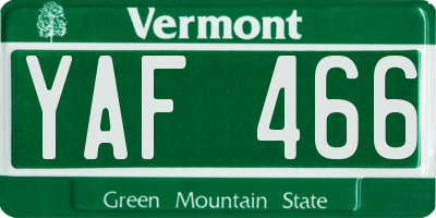 VT license plate YAF466