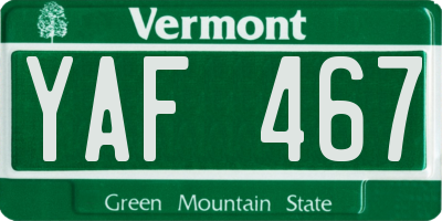 VT license plate YAF467