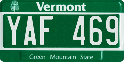 VT license plate YAF469