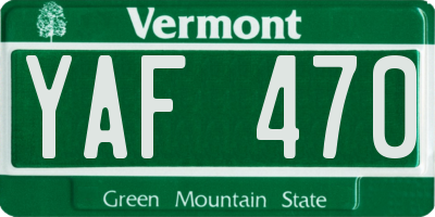 VT license plate YAF470