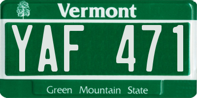 VT license plate YAF471