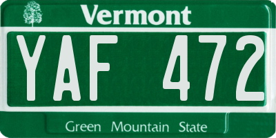 VT license plate YAF472