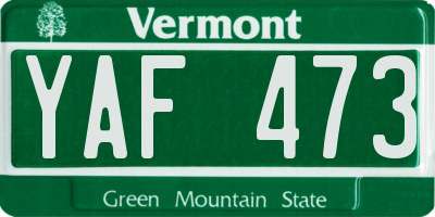 VT license plate YAF473