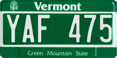 VT license plate YAF475