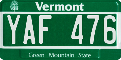VT license plate YAF476