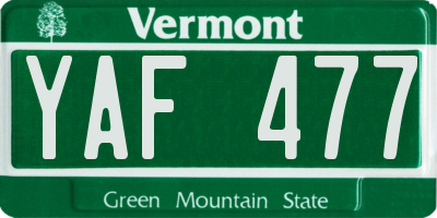 VT license plate YAF477