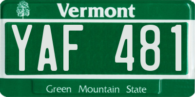 VT license plate YAF481