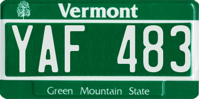 VT license plate YAF483