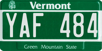 VT license plate YAF484
