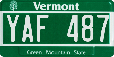 VT license plate YAF487