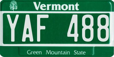 VT license plate YAF488