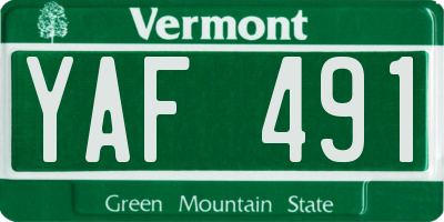 VT license plate YAF491
