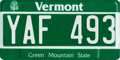 VT license plate YAF493