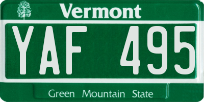 VT license plate YAF495