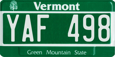 VT license plate YAF498