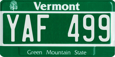 VT license plate YAF499