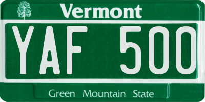 VT license plate YAF500