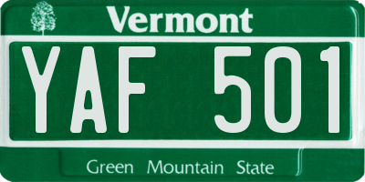 VT license plate YAF501