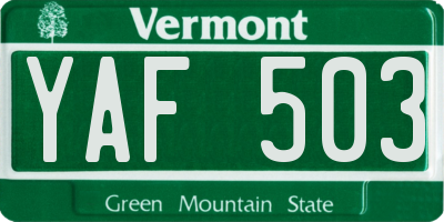 VT license plate YAF503