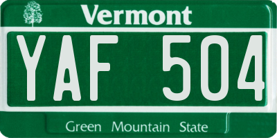 VT license plate YAF504