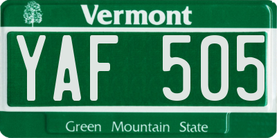 VT license plate YAF505