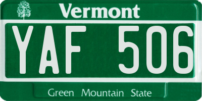 VT license plate YAF506