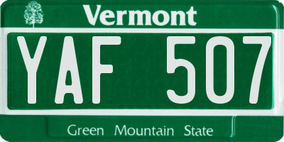 VT license plate YAF507