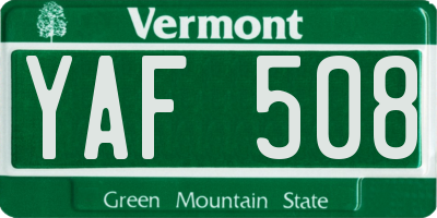 VT license plate YAF508