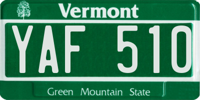 VT license plate YAF510