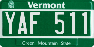 VT license plate YAF511