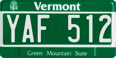 VT license plate YAF512
