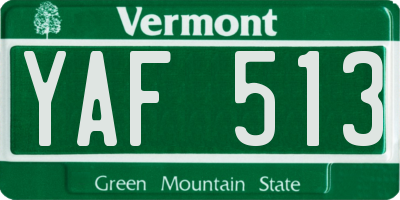 VT license plate YAF513