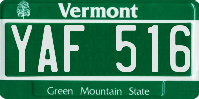 VT license plate YAF516