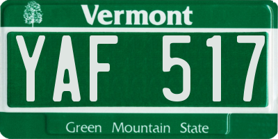 VT license plate YAF517
