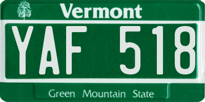 VT license plate YAF518